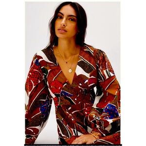 FARM RIO deep v tropical maxi dress sz 4